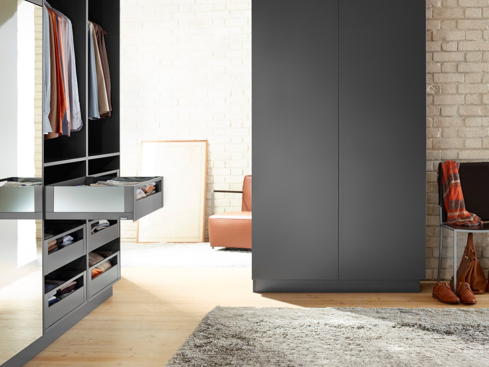 Bedroom wardrobe, the wardrobe doors shown in Cupria Slate F237 ST76